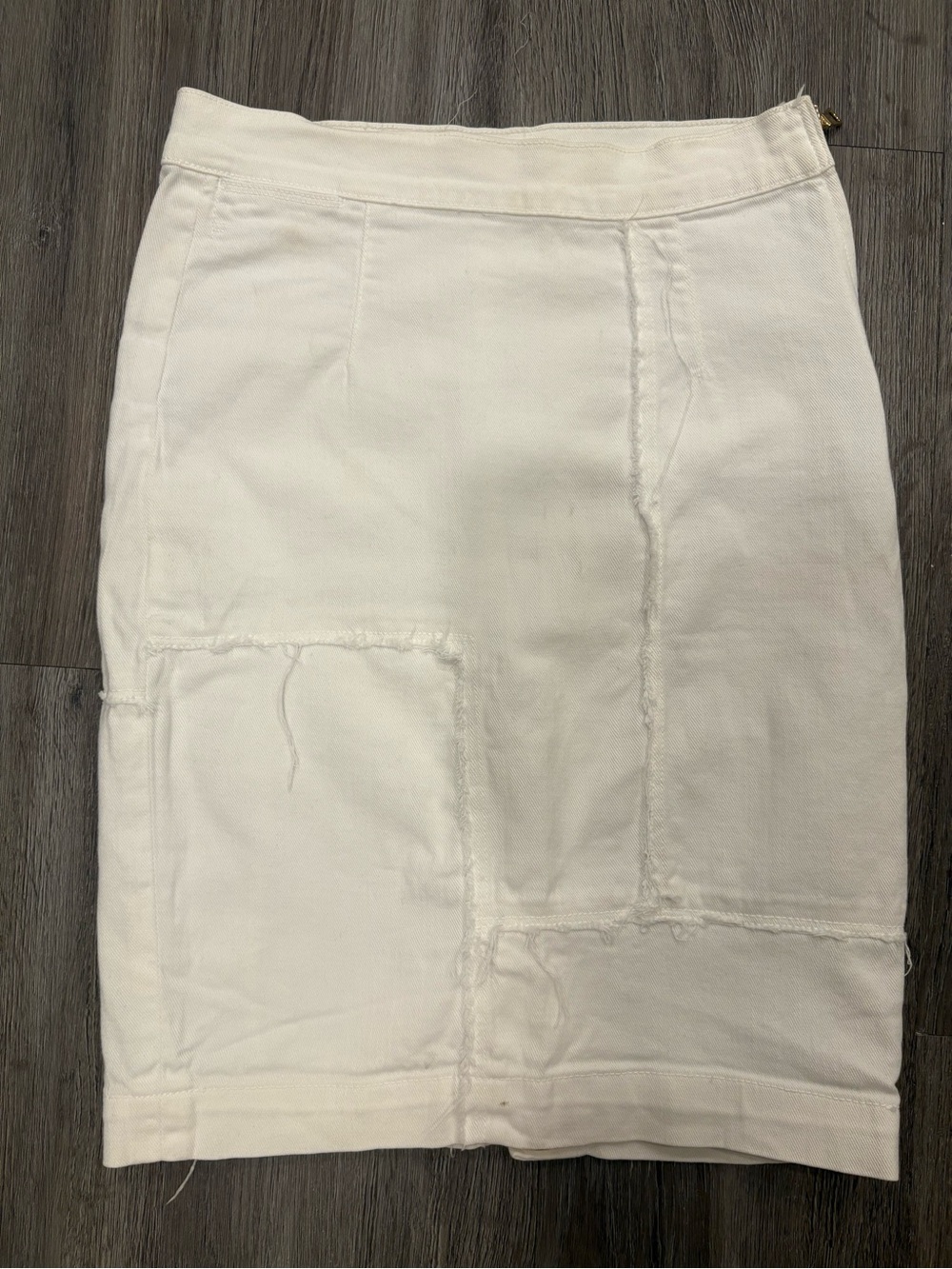 Frame Denim White Patchwork Pencil Skirt